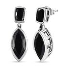 Schwarzer Spinell Ohrringe, 925 Silber platiniert, ca. 11.46 ct
