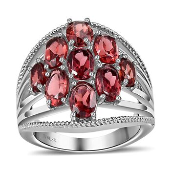 Roter Granat Ring, Edelstahl (Gr&ouml;&szlig;e 19.00) ca. 4.26 ct