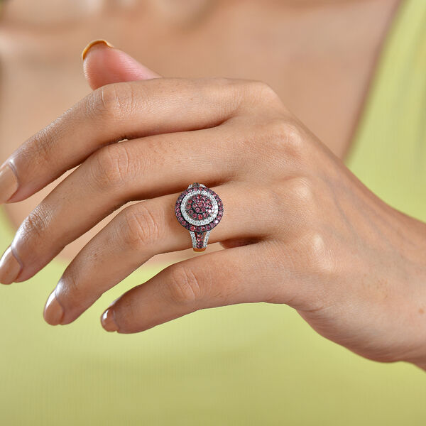 D'Joy AA Padparadscha Saphir und Zirkon Ring - 1,58 ct. image number 2