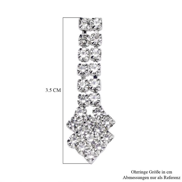 2er Set - Weißer Kristall Halskette und Ohrringe, Messing image number 7