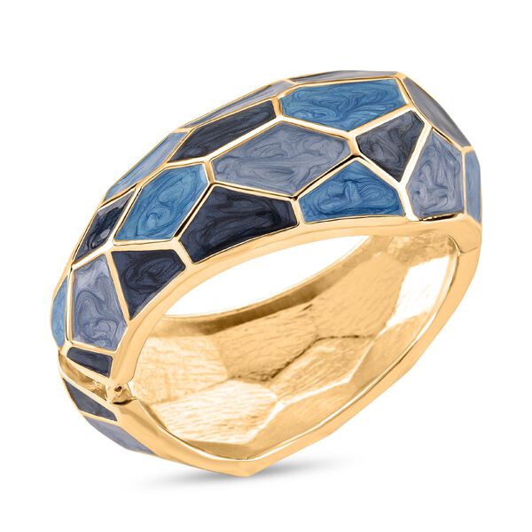 Emaille-Armreif im Facetten-Design, ca. 18 cm, Blau image number 3