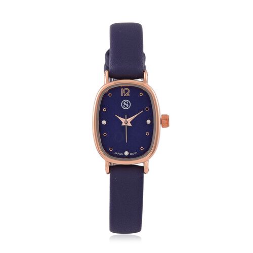 STRADA PC21S Uhr mit Japanischem Uhrwerk, Roségoldfarbenem Gehäuse und Marineblauem PU-Armband image number 0