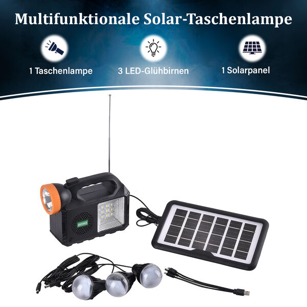 Multifunktionale Solar-Taschenlampe, 21,5x8x16,5cm, Schwarz image number 3