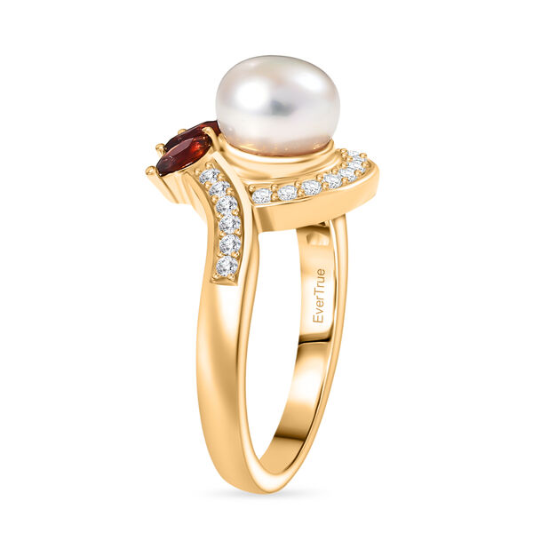 EverTrue S&uuml;&szlig;wasser Perle, Mosambik Granat und Zirkon Ring image number 4