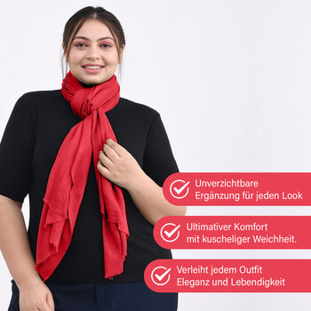 LA MAREY luxuri&ouml;ser und weicher Schal aus 100% Kaschmirwolle, 70x195 cm, Rubinrot