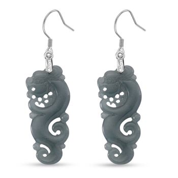 D'Joy Nat&uuml;rlicher Olmek Jadeit Ohrringe 925 Silber rhodiniert ca. 20.00 ct