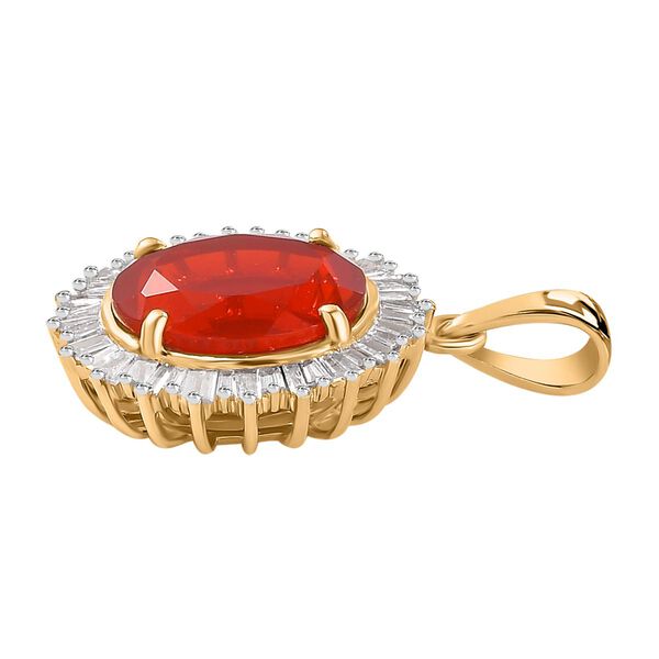 AAA Mexikanischer Kirschfeuer-Opal und Diamant Anh&auml;nger in 585 Gold - 2,99 ct. image number 5