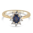 Blauer Saphir und Zirkon-Halo-Ring, 925 Silber vergoldet, 1,18 ct. image number 0