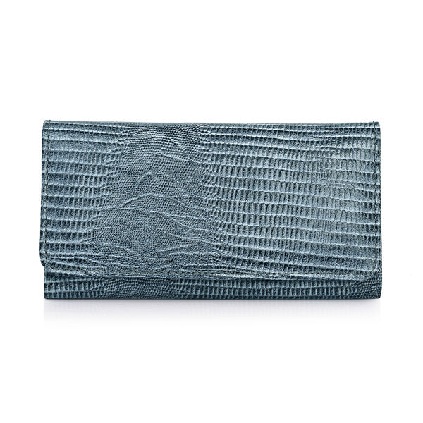 LA MAREY Geldb&ouml;rse aus Leder mit RFID Schutz und Eidechsen Pr&auml;gung, 18,4 x 10,2 cm, Hellblau