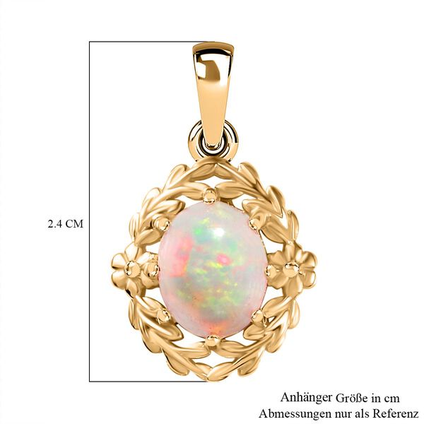 AA Nat&uuml;rlicher, &auml;thiopischer Welo Opal Anh&auml;nger 925 Silber 750 Gelbgold Vermeil ca. 1,23 ct. image number 6
