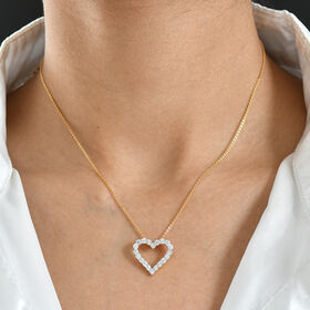 LUXURIANT SGL zertifizierter SI-GH Labor Diamant Anh&auml;nger mit 45cm Kette, 925 Silber 750 Gelbgold Vermeil - 1 ct.