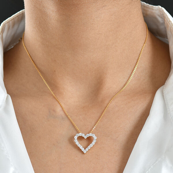 LUXURIANT SGL zertifizierter SI-GH Labor Diamant Anh&auml;nger mit 45cm Kette, 925 Silber 750 Gelbgold Vermeil - 1 ct. image number 3