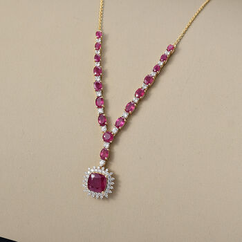 D'Joy afrikanische Rubin und Zirkon 45cm Halskette - 15,54 ct.