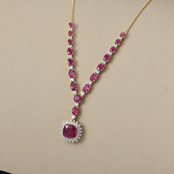 D'Joy afrikanische Rubin und Zirkon 45cm Halskette - 15,54 ct. image number 1