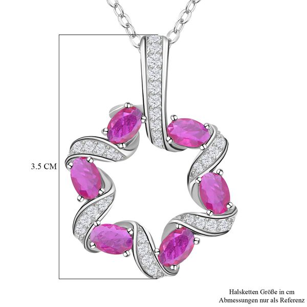 Rosaner und wei&szlig;er Zirkonia Anh&auml;nger mit Kette, Messing image number 6