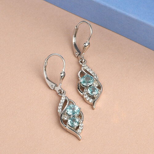 Kambodschanische, blaue Zirkon-Ohrringe, 925 Silber platiniert ca. 2,73 ct image number 1