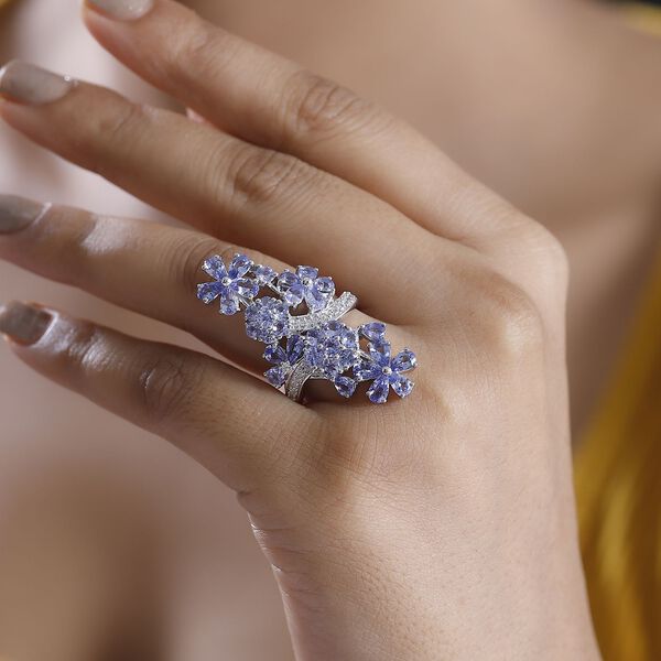 Tansanit Ring 925 Silber rhodiniert (Größe 21.00) ca. 4,87 ct image number 3