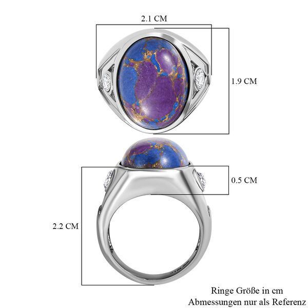 Lila T&uuml;rkis, Wei&szlig;er Topas Ring, Edelstahl (Gr&ouml;&szlig;e 21.00) ca. 9.04 ct image number 7