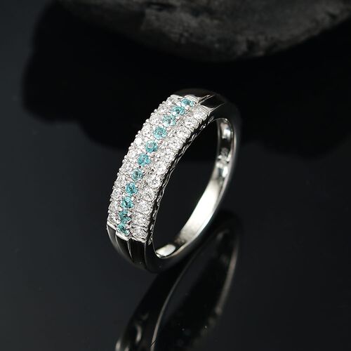 RHAPSODY zertifiziert und geprüft AAAA Paraiba Turmalin und VS-EF Diamant Ring in 950 Platin - 0,66 ct. image number 1