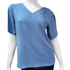 Frauen kurzes Ärmel Top, hellblau, Größe 38