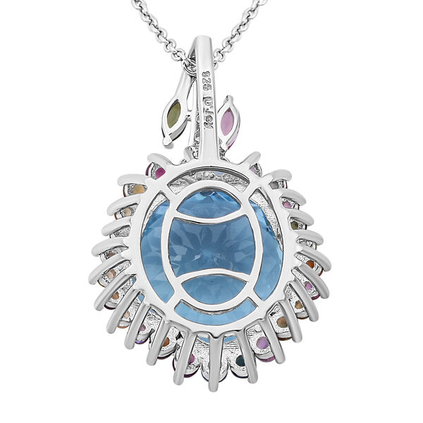 AA Blau Topas, Multi-Turmalin und Zirkon Anhänger mit 50cm Kette - 14,15  ct. image number 5