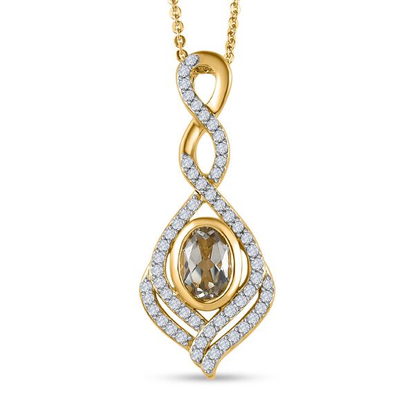 AAA Turkizit und wei&szlig;er Zirkon-Anh&auml;nger mit Kette, 50 cm - 1,42 ct.