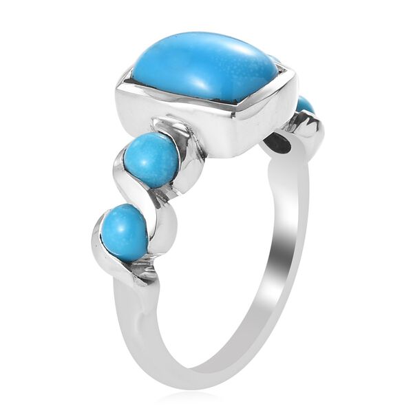 Natürlicher Sleeping Beauty Türkis Edelstein Ring 925 Silber Platin-Überzug image number 6