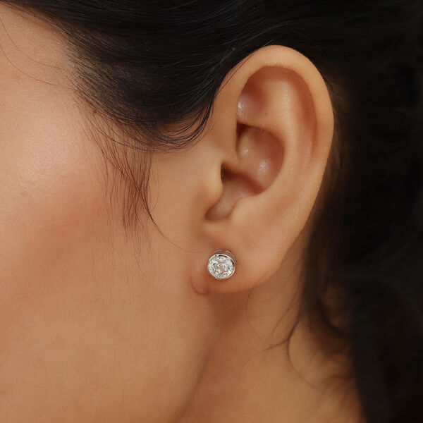 LUSTRO STELLA Hergestellt mit Feinster ZIRKONIA Ohrstecker 925 Silber platiniert image number 3