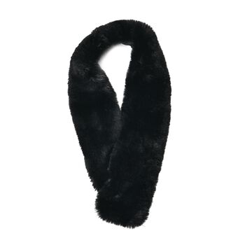 Superweicher Kunstfell Schal mit drei Magneten, 80 x10cm, Schwarz