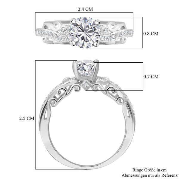 Lustro Stella Weißer Zirkonia Ring 925 Silber rhodiniert (Größe 19.00) image number 6