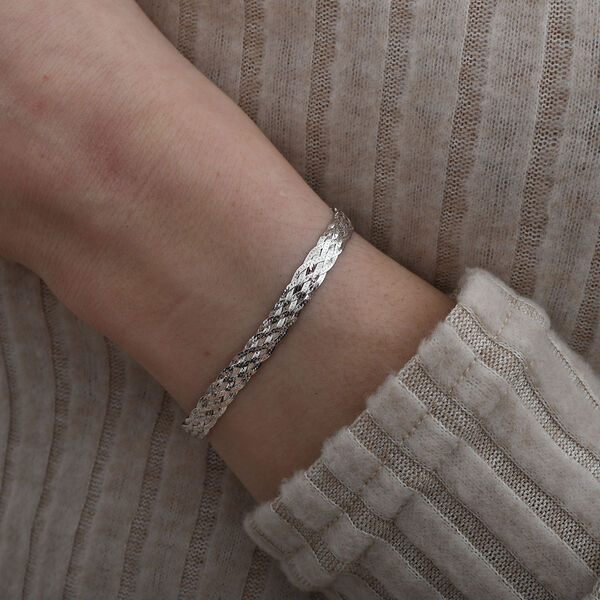 Zartes geflochtenes platiniertes Armband image number 2