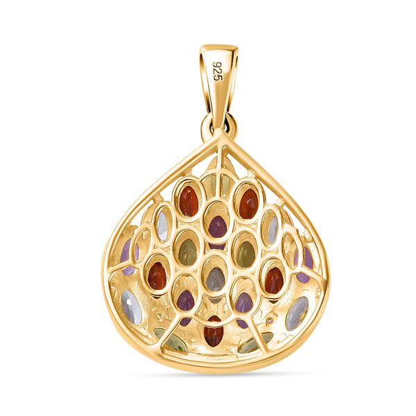 Roter Granat, Blau Topas Anhänger 925 Silber 750 Gelb Vermeil ca. 5.39 ct image number 5
