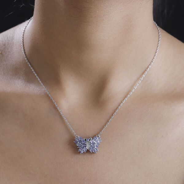 Tansanit und Zirkon Halskette, 45 cm - 2,22 ct. image number 3