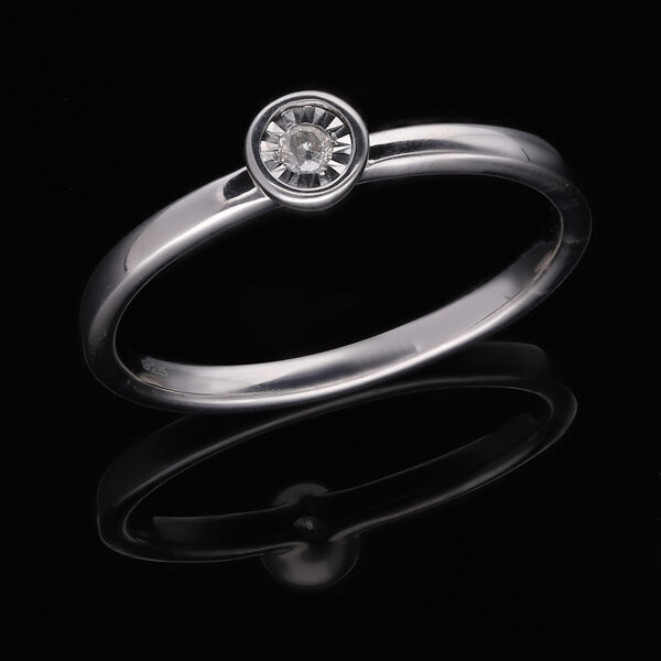 I2 Diamant Solitär Ring in platiniertem Silber image number 3
