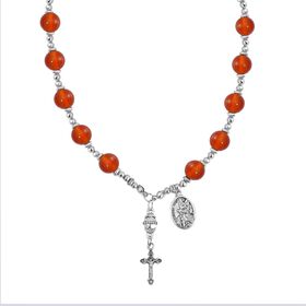 Rote Achat-Halskette, 45+5 cm - 180 ct.