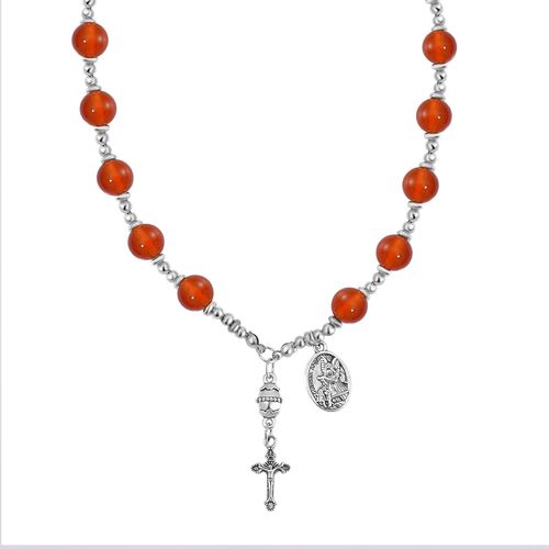 Rote Achat-Halskette, 45+5 cm - 180 ct. image number 0