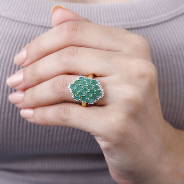 Kagem sambischer Smaragd und Zirkon Ring - 3,80 ct. image number 3