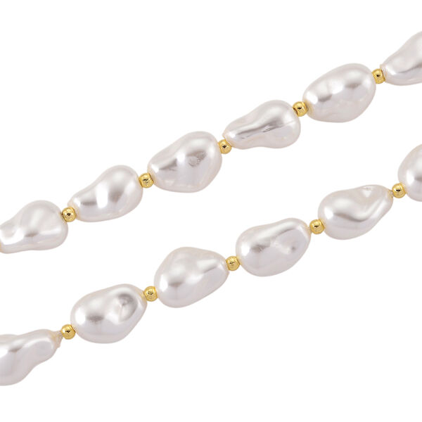 Wei&szlig;e Muschelkernperle 50cm Halskette image number 4