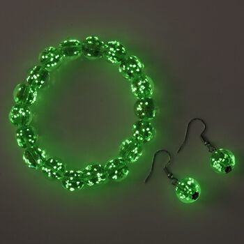 2er Set - Murano-Glasperlen Design, flexibles Armband und Ohrringe, Reiner Edelstahl, Mehrfarbig