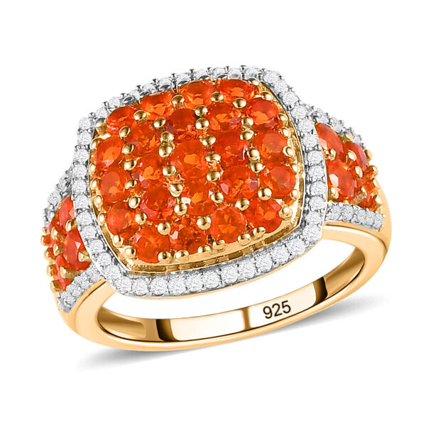 Salamanca Feueropal Ring, 925 Silber vergoldet (Größe 20.00), ca. 1.64 ct image number 4