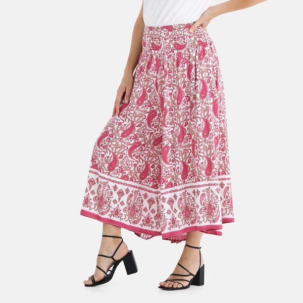 Gesmokte Taillen-Culottes mit Paisleymuster, Einheitsgr&ouml;&szlig;e, Rosa image number 3