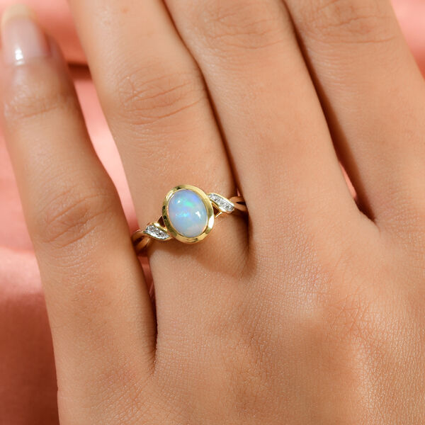 Nat&uuml;rlicher, &auml;thiopischer Opal und Zirkon-Ring, 925 Silber vergoldet  ca. 0,84 ct image number 3