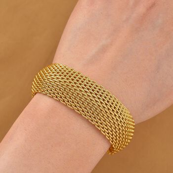 Cuff-Armband im Mesh-Design, Nickelfreies Messing, ca. 19 cm mit 5 cm extender, Goldfarben