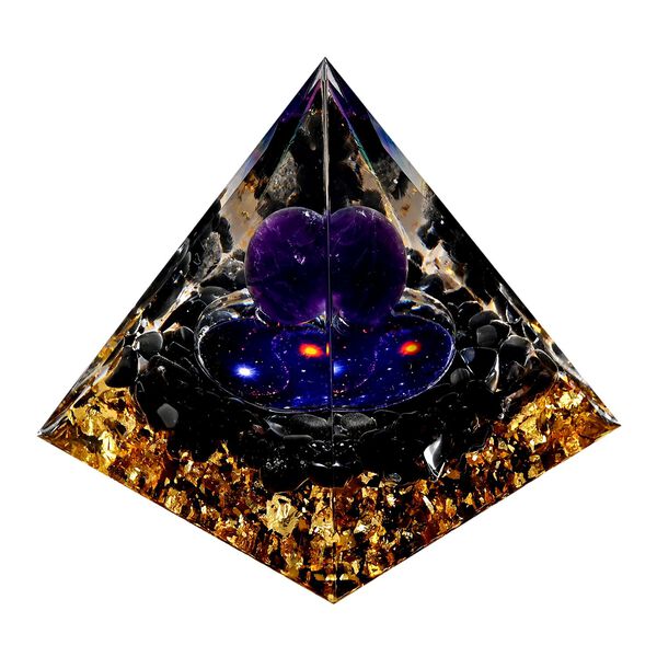 LIVMORE Kristall Pyramide Dekoration aus Kristall und Resin, 6cm, Dunkelblau image number 3