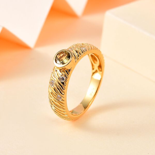 AA nat&uuml;rlicher goldener Tansanit und Zirkon-Ring - 0,52 ct. image number 2