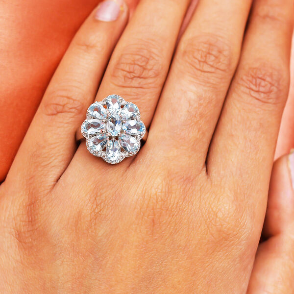 Espirito Santo Aquamarin und Zirkon Ring, ca. 3,92 ct. image number 3