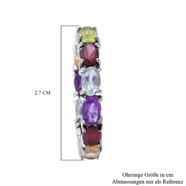 Mehrfarbige Edelstein-Creolen, 925 Silber platiniert ca. 10.68 ct image number 4