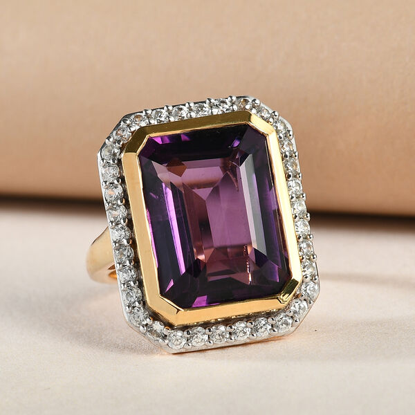 Lusaka Amethyst und Zirkon Ring 925 Silber vergoldet  ca. 12,77 ct image number 2