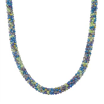 2er Set - Mehrfarbiger Kristall Halskette und Armband, flexibel, Neon