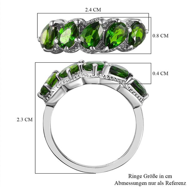 Nat&uuml;rlicher Chromdiopsid Ring, 925 Silber platiniert (Gr&ouml;&szlig;e 20.00) ca. 2.18 ct image number 7